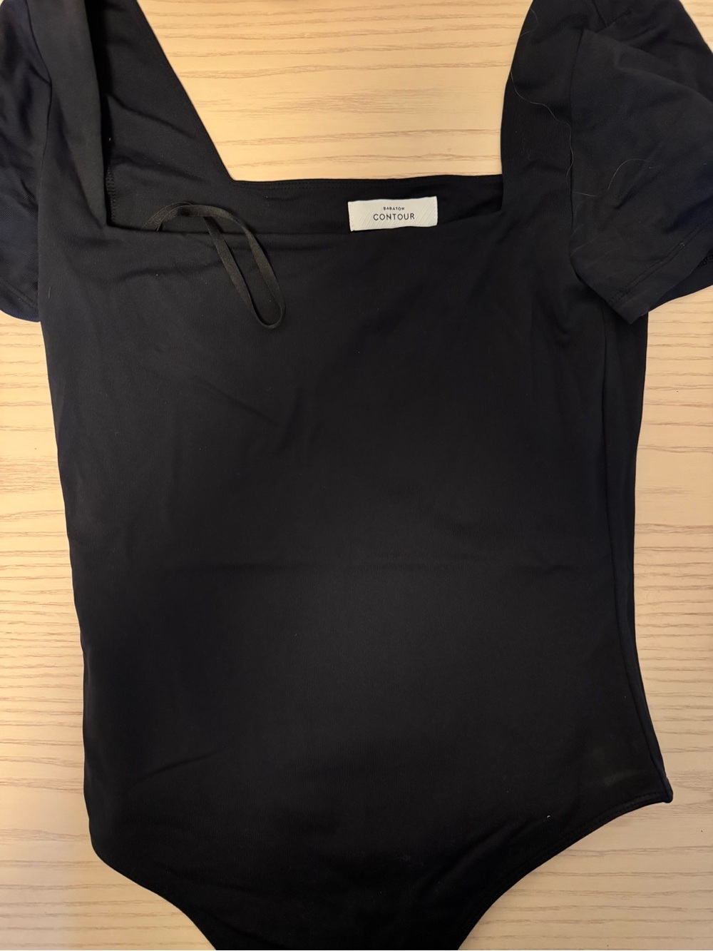 Aritzia Black Square-Neck Short-Sleeve Bodysuit